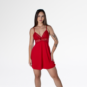 Camisola Sexy Renda Curto Feminino Conforto Noite Leve - Rubi