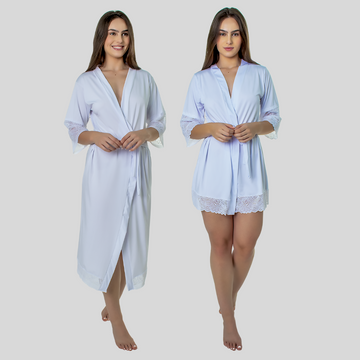 KIT ROBE NOIVA ROUPÃO LONGO ROBE LUXO SEXY CURTO
