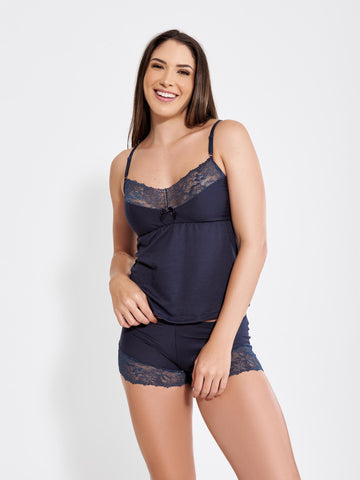 BABY DOLL SEXY SUEDE AVELUDADO COM RENDA-ATALAIA - Altiê Intimate