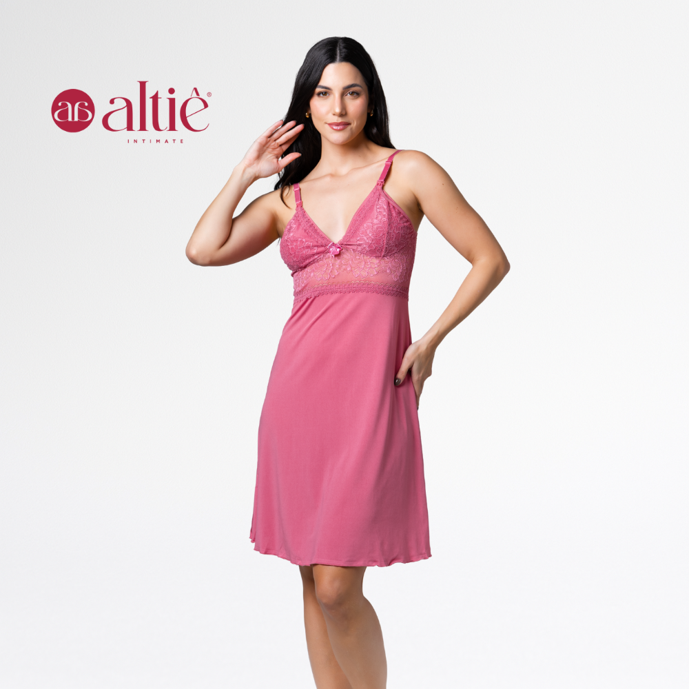 Camisola Curta de Amamentação Gestante em Renda Luxo | Alça Abre e Fecha | Confortável e Sofisticada