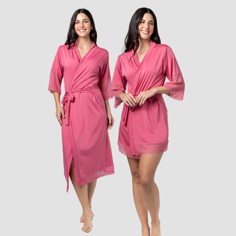 KIT ROBE NOIVA ROUPÃO LONGO ROBE LUXO SEXY CURTO