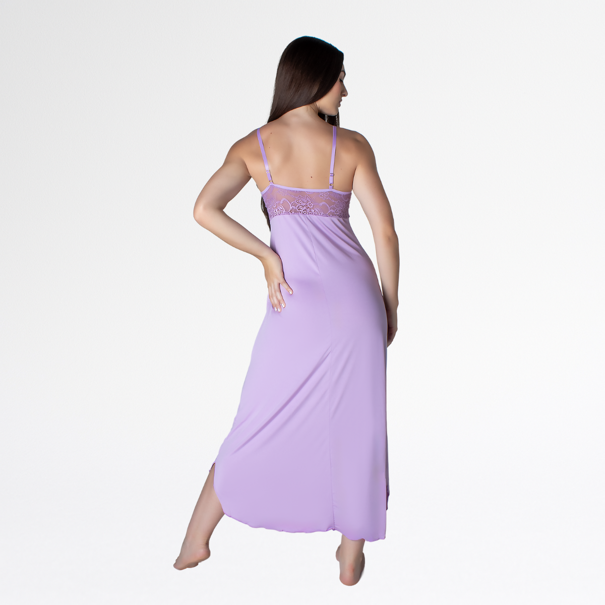 Camisola Renda Sensual Longa Conforto Elegante Feminina - Lavanda - Altiê Intimate