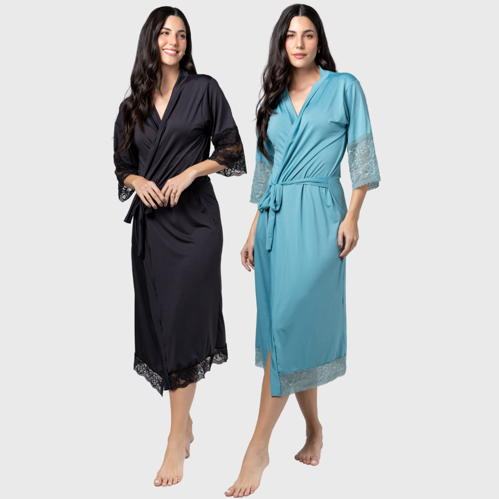 KIT 2 ROBE NOIVA FEMININO ROUPÃO DE RENDA LUXO HOBE - Altiê Intimate