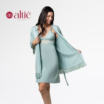 Kit Robe e Camisola curto de Amamentação com Abertura Frontal | Conforto e Elegância