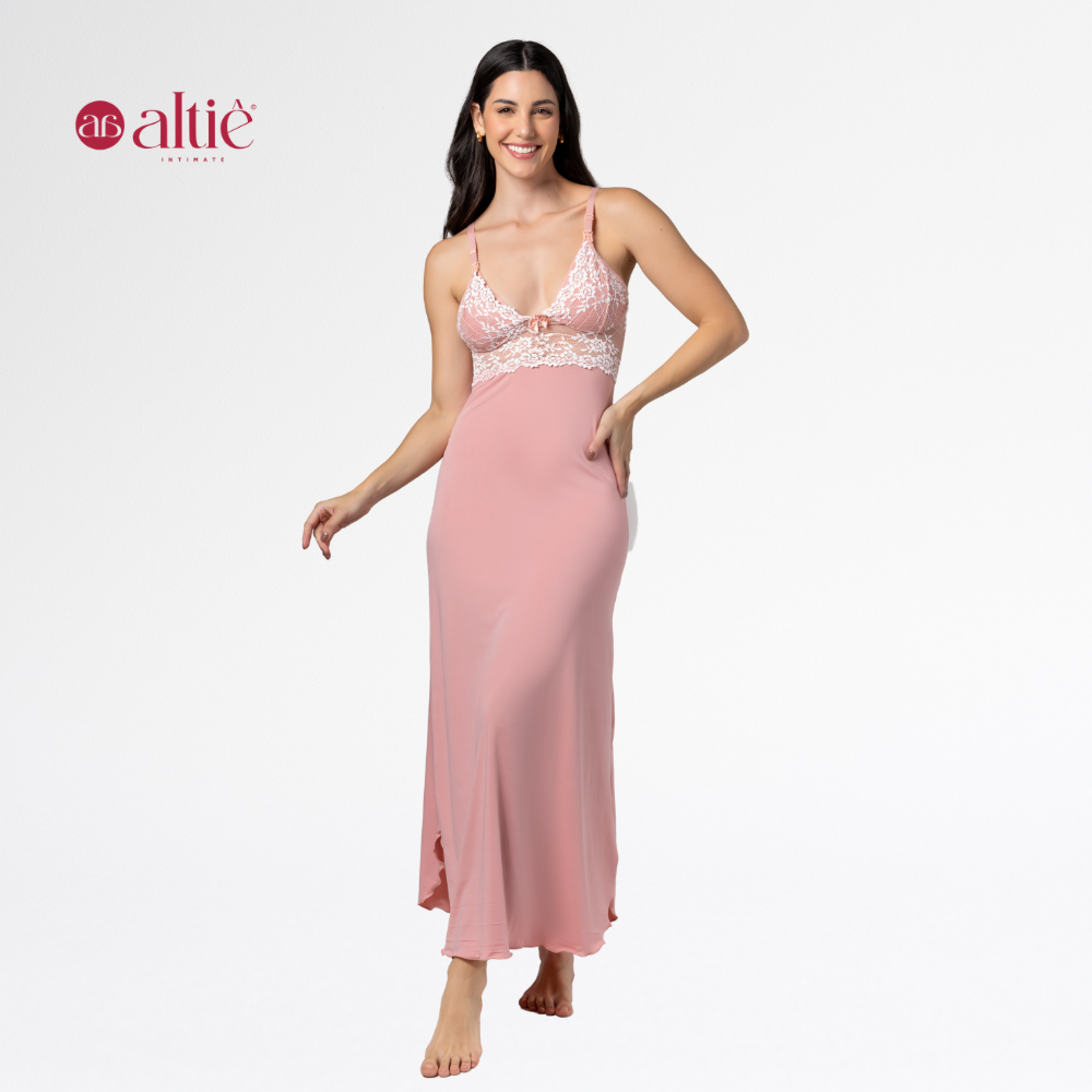 Camisola Longa Bicolor Amamentação com Abertura Frontal | Conforto Premium Maternidade Elegante - Altiê Intimate