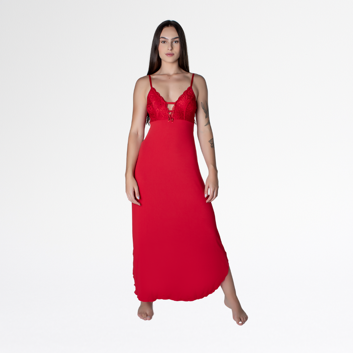 Camisola Renda Sensual Longa Conforto Elegante Feminina - Rubi - Altiê Intimate