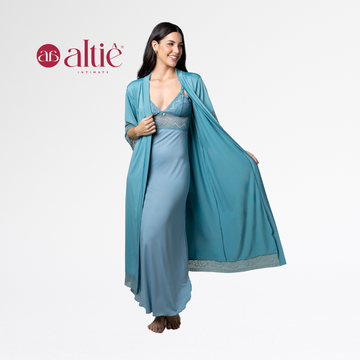 Kit Robe Noiva com Camisola Longa Amamentação Gestante Maternidade Luxo