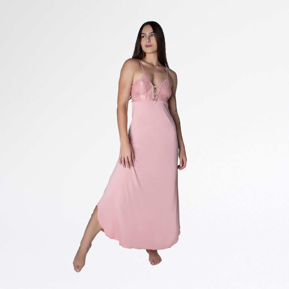 Camisola Renda Sensual Longa Conforto Elegante Feminina - Romance - Altiê Intimate