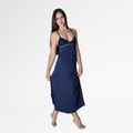 Camisola Longa Nadador Renda Luxo Alças Cruzadas Conforto - Azul Marinho - Altiê Intimate