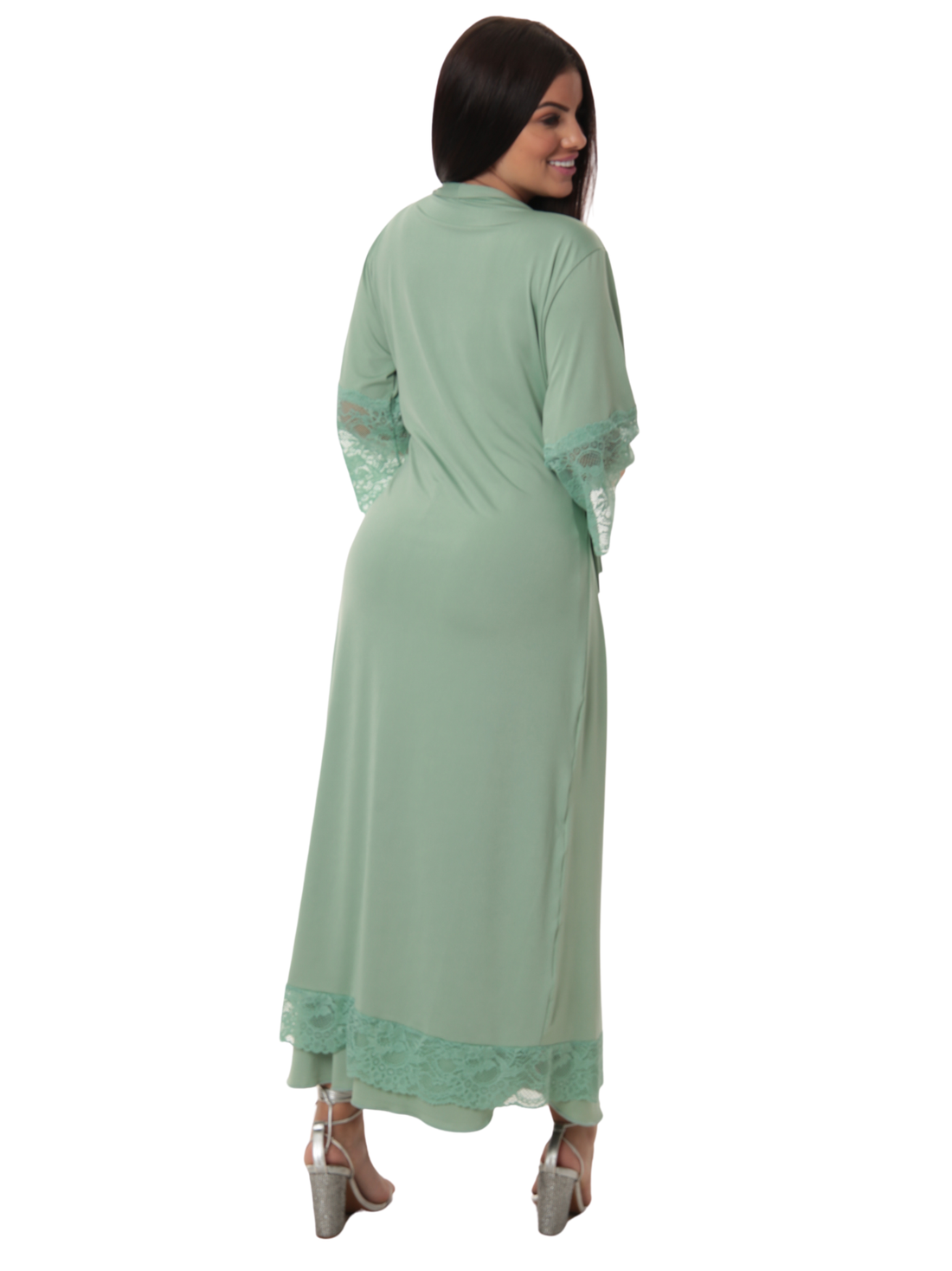 ROBE NOIVA FEMININO ROUPÃO DE RENDA LUXO HOBE-TEOS