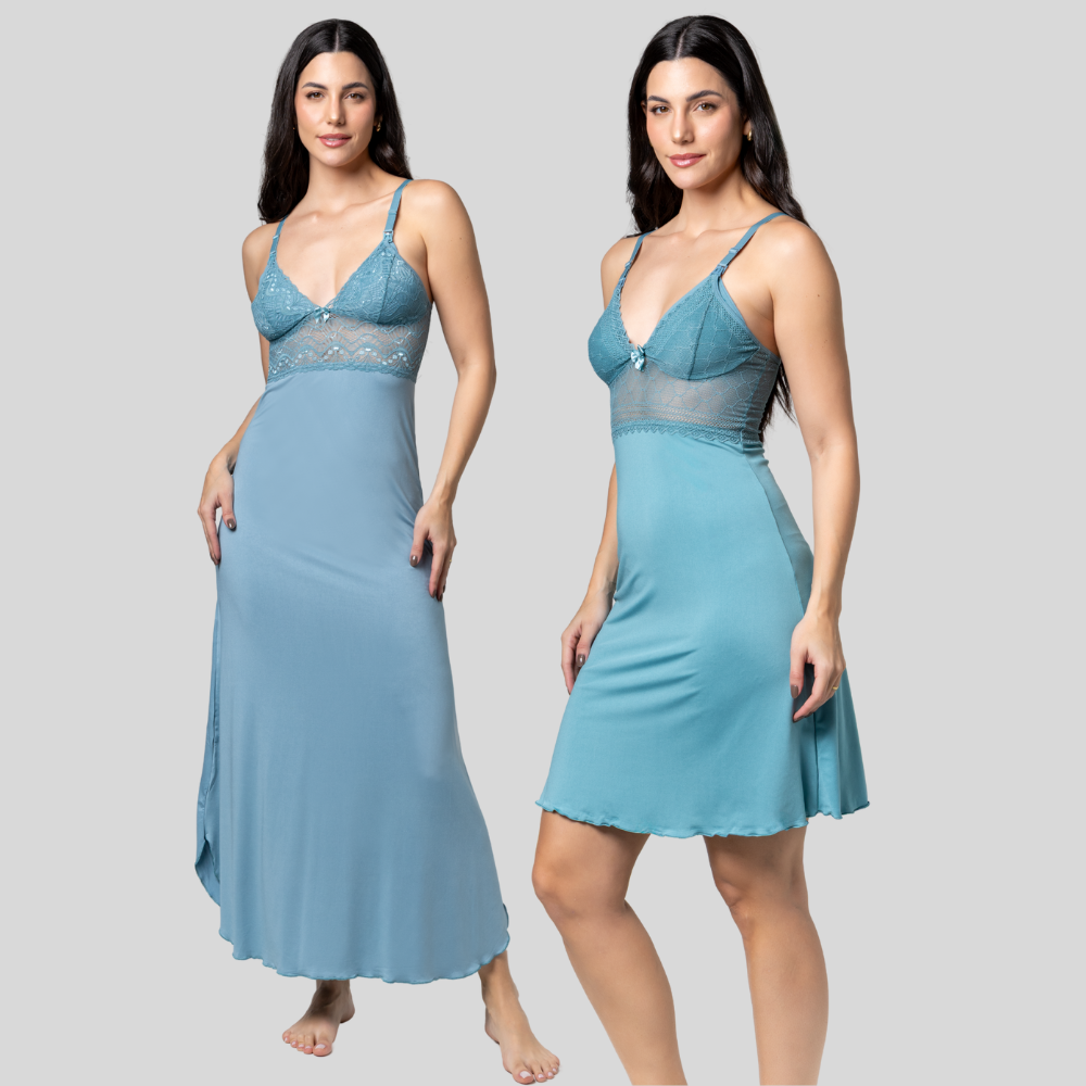 Kit Camisola Amamentação Longa Camisola Gestante Curta