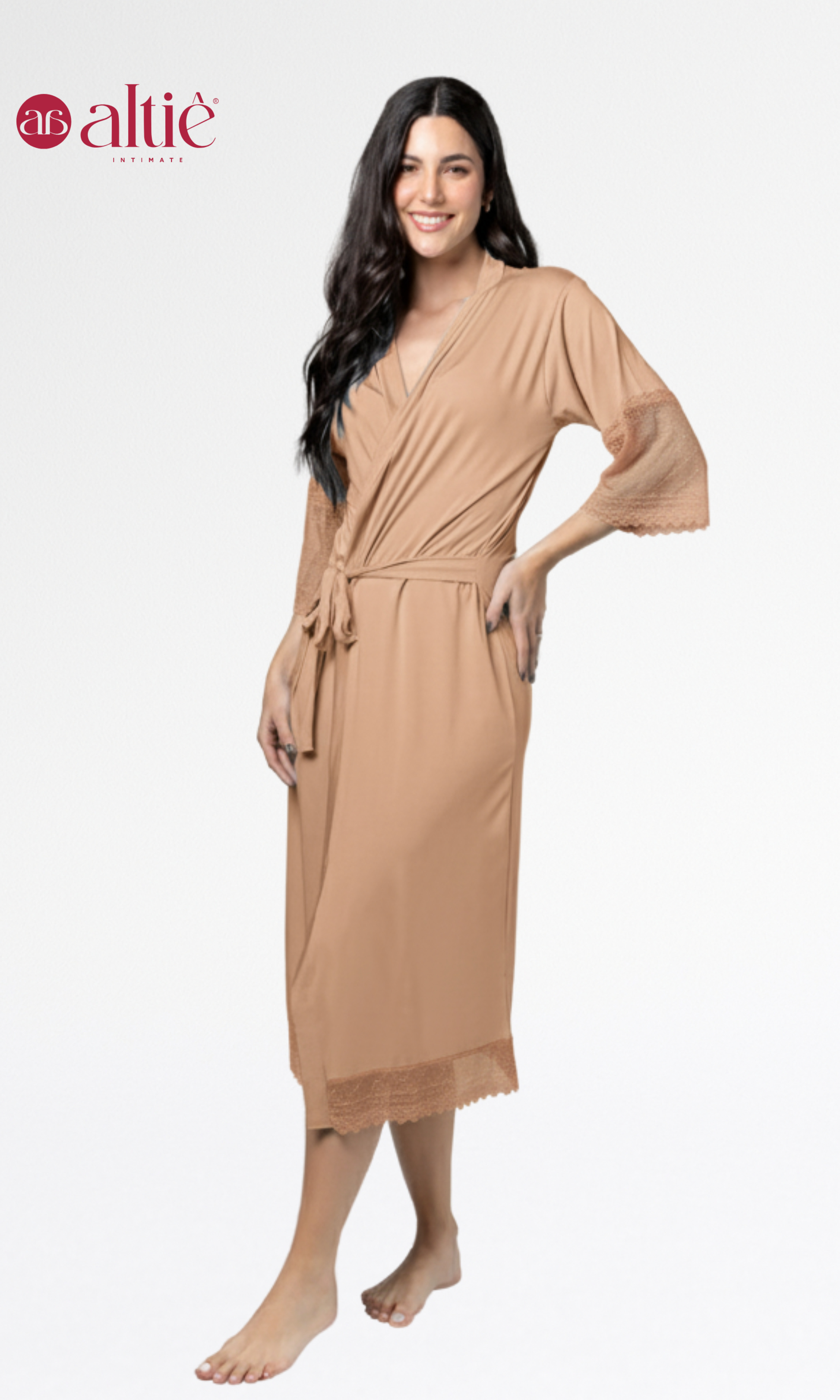 Robe Noiva de Renda Luxo | Roupão Feminino Elegante - Altiê Intimate