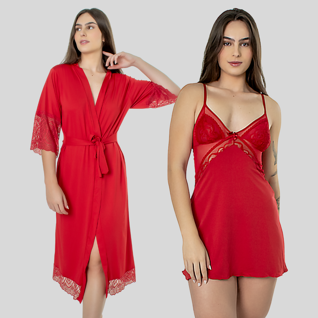 Kit Robe Noiva Roupão Hobe Camisola Sensual Sexy Com Tule