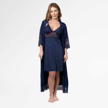 Kit Robe Noiva Roupão Camisola Amamentação Curta Maternidade - Altiê Intimate