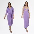 Kit Robe Noiva Roupão Camisola Amamentação Longa Maternidade - Lavanda - Altiê Intimate