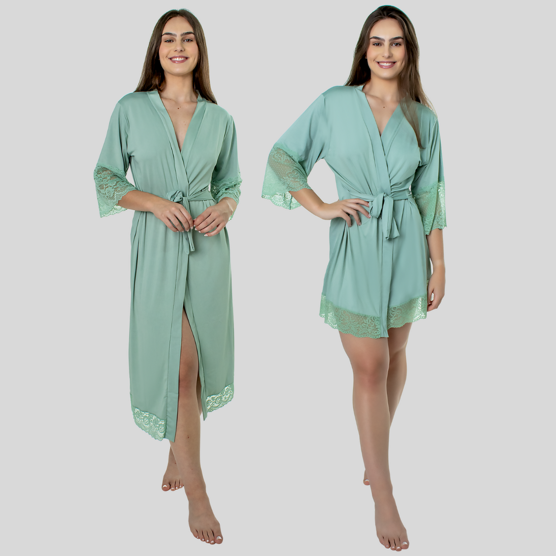 KIT ROBE NOIVA ROUPÃO LONGO ROBE LUXO SEXY CURTO
