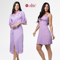 Kit Maternidade Luxo Robe Longo + Camisola Curta Amamentação Confortável - Altiê Intimate