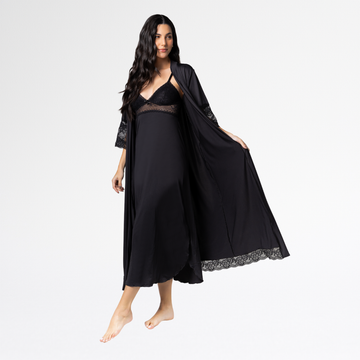 Kit Camisola Robe Longo Sensual Renda Conforto Feminino Luxo - Altiê Intimate