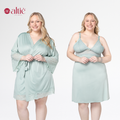 Kit Robe Curto Plus Size Amamentação + Camisola com Abertura Frontal Premium | Pós-Parto, Maternidade, Elegância e Conforto - Altiê Intimate