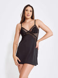 CAMISOLA SENSUAL SEXY RENDADA COM TULE-PRETO - Altiê Intimate