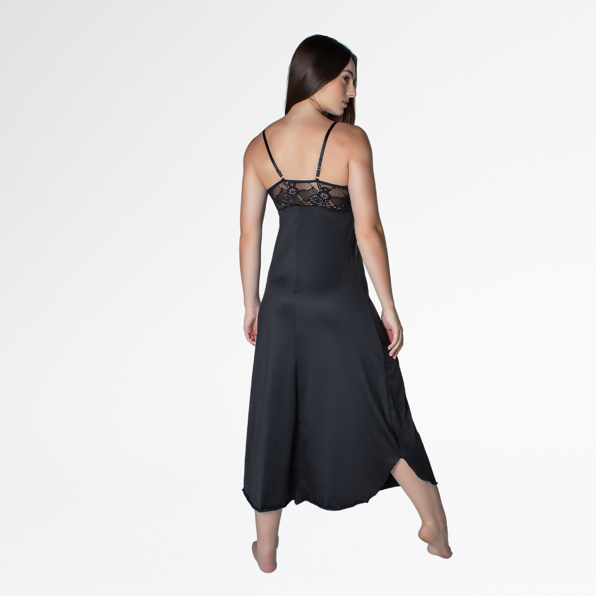 Camisola Renda Sensual Longa Conforto Elegante Feminina - Preto - Altiê Intimate