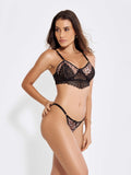 Conjunto Lingerie Sexy Onça Sem Bojo-PRETO - Altiê Intimate