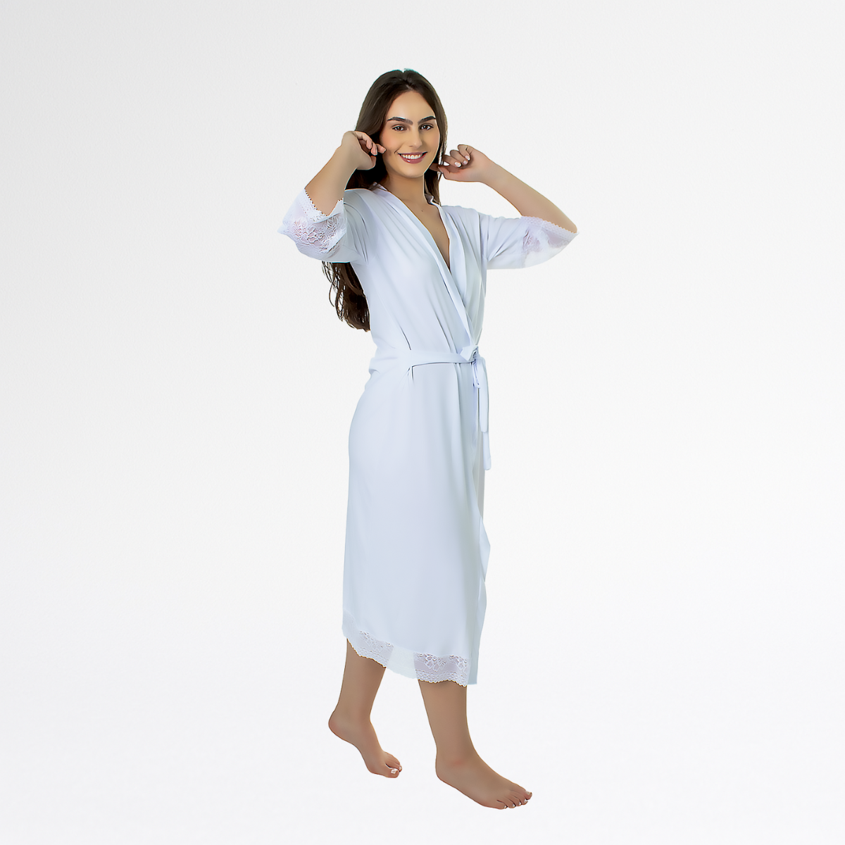 Kit Robe Noiva Roupão Camisola Amamentação Longa Maternidade - Branco - Altiê Intimate