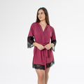 ROBE DE LUXO SEXY NOIVA FEMININO DETALHE EM RENDA-RUBRO/PRETO - Altiê Intimate