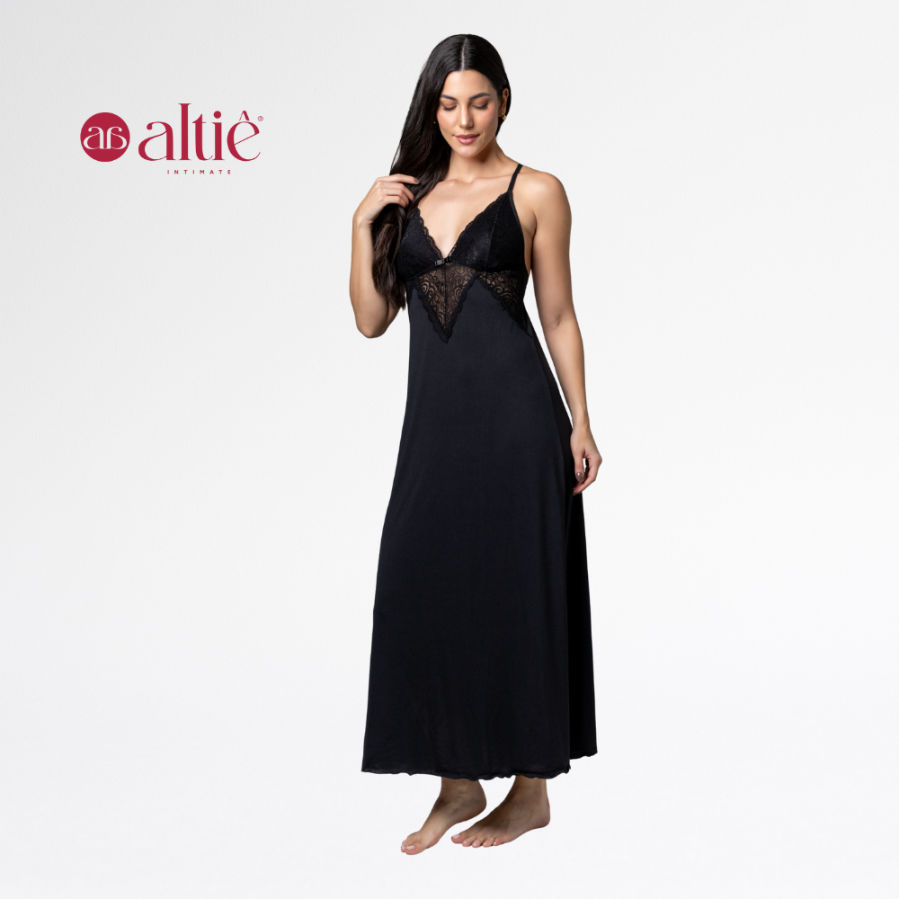 Camisola Longa Feminina Renda Microfibra Conforto Sensualidade