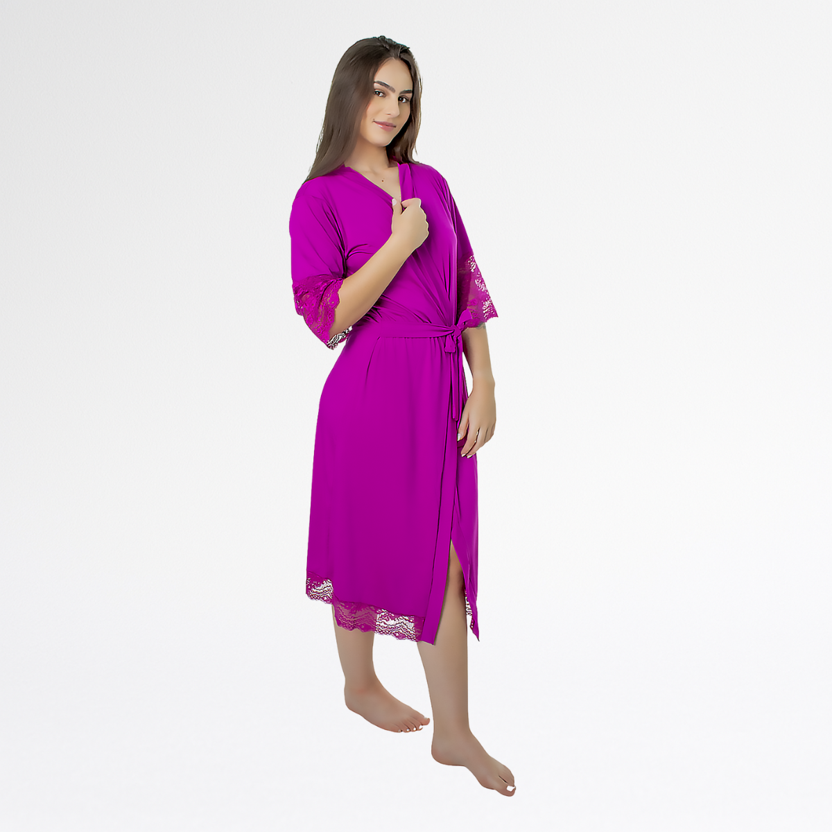 ROBE NOIVA FEMININO ROUPÃO DE RENDA LUXO HOBE - ODALISCA