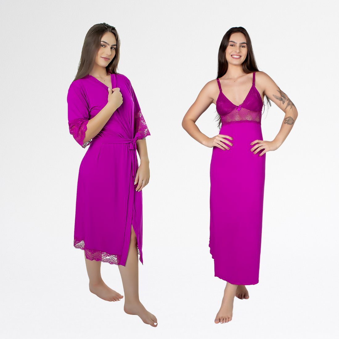 Kit Robe Noiva Roupão Camisola Amamentação Longa Maternidade - Odalisca - Altiê Intimate