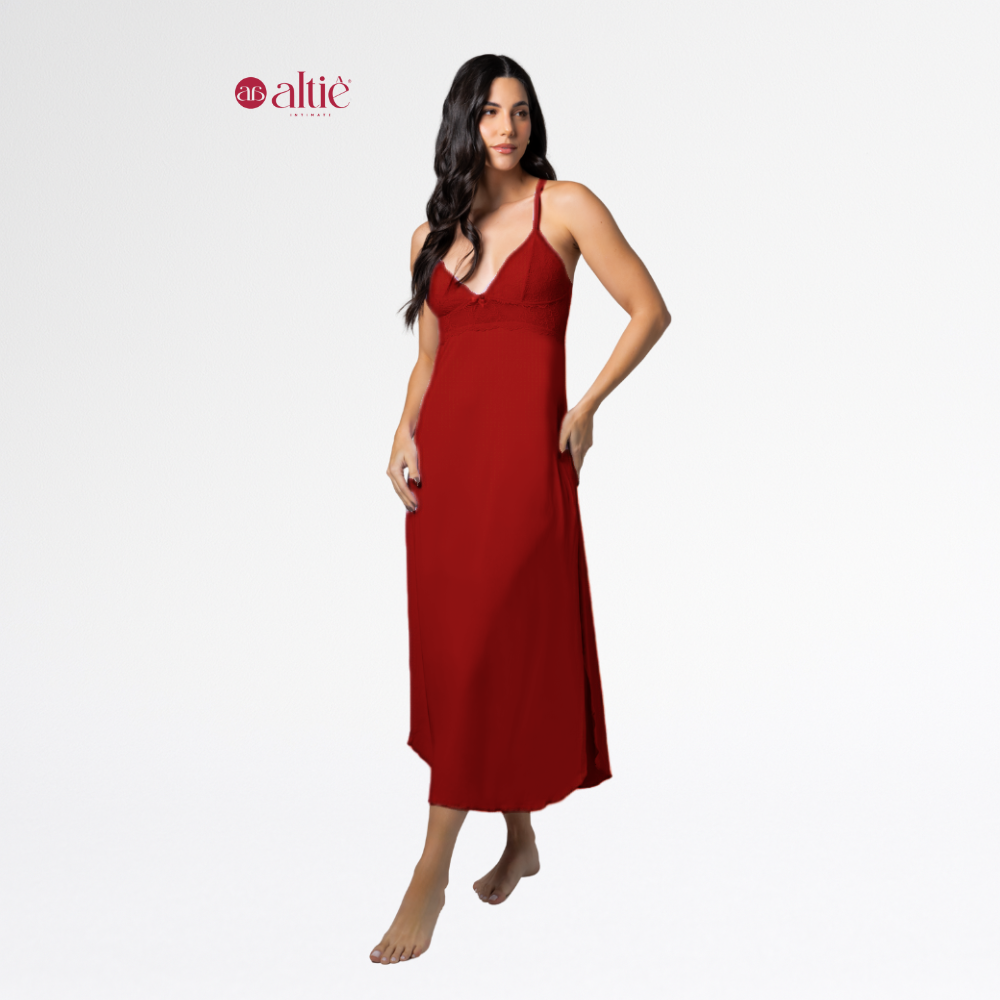 Camisola Longa Nadador Renda Luxo Alças Cruzadas