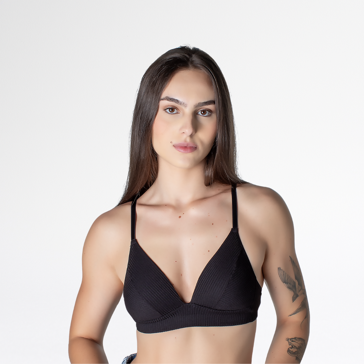 Sutiã Canelado Confortável | Alça Regulável e Fecho - Altiê Intimate