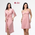 Kit Maternidade Luxo Robe Longo + Camisola Curta Amamentação Confortável - Altiê Intimate