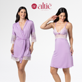 Kit Camisola Curta Bicolor com Robe Luxo Feminino em Renda – Sensual e Confortável - Altiê Intimate