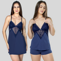 Kit Camisola Short Doll Renda Conforto Sensual Feminina Noite - Altiê Intimate