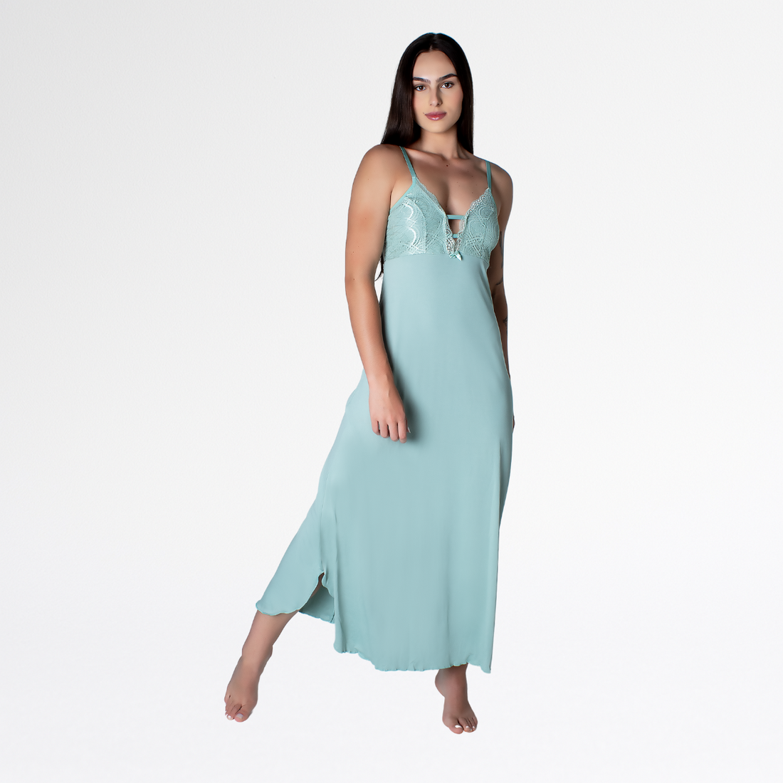 Camisola Renda Sensual Longa Conforto Elegante Feminina - Teos - Altiê Intimate