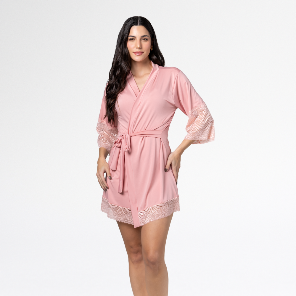 Robe Feminino de Luxo Curto com Renda Premium e Caimento Elegante - Altiê Intimate