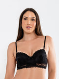 SUTIA COM BOJO SEXY LUXO LINGERIE DE RENDA-PRETO - Altiê Intimate
