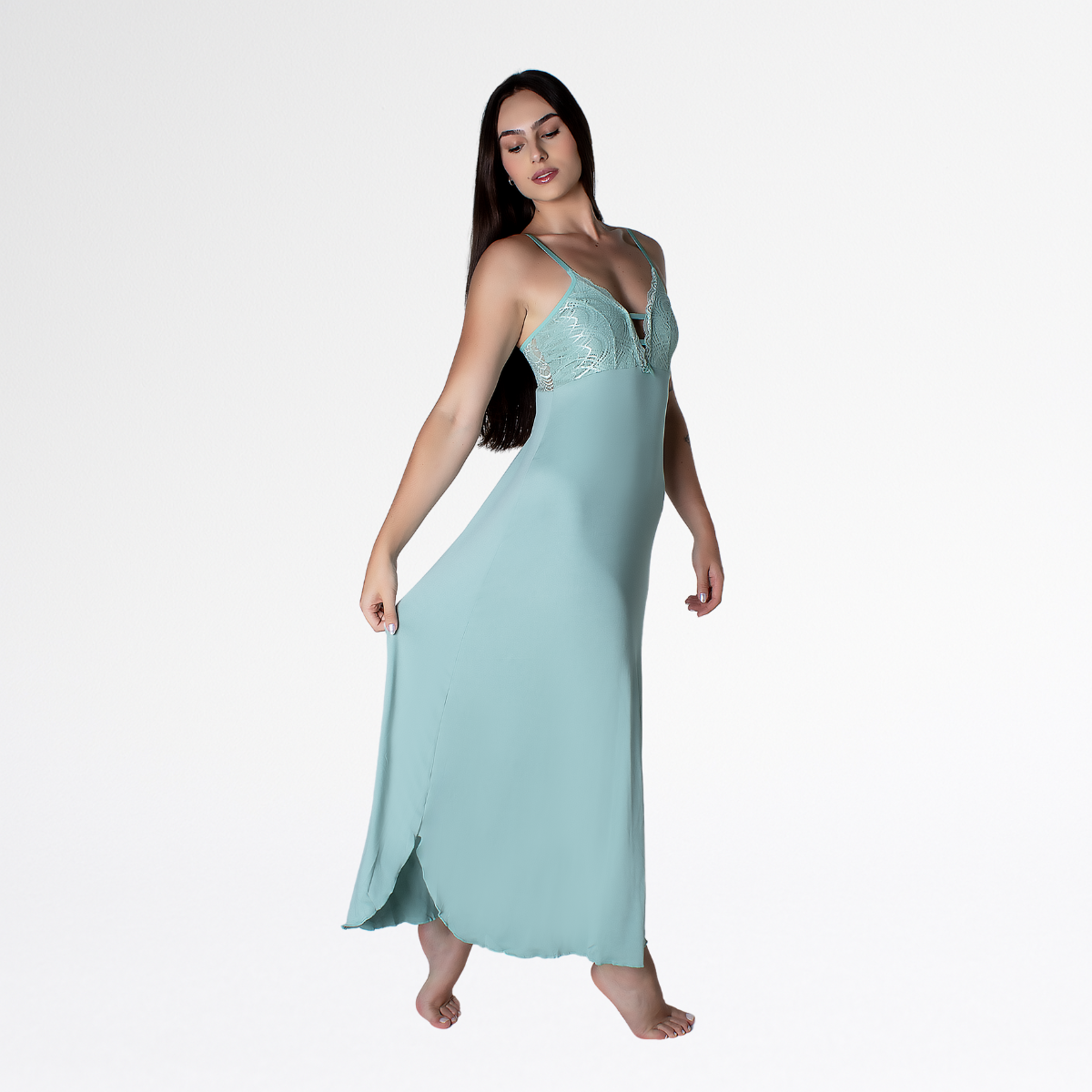 Camisola Renda Sensual Longa Conforto Elegante Feminina - Teos - Altiê Intimate