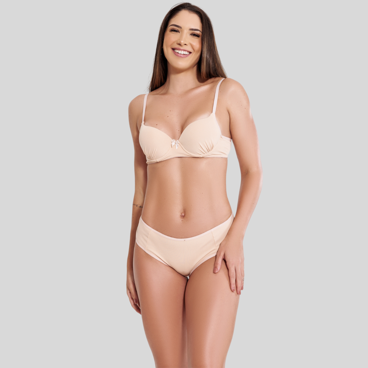 Conjunto Lingerie Calcinha Fio Duplo Sutia Canelado Pingente - Altiê Intimate