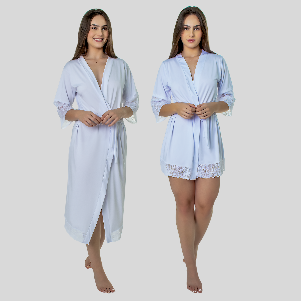 KIT ROBE NOIVA ROUPÃO LONGO ROBE LUXO SEXY CURTO