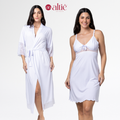 Kit Maternidade Luxo Robe Longo + Camisola Curta Amamentação Confortável - Altiê Intimate