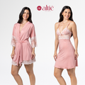 Kit Camisola Curta Bicolor com Robe Luxo Feminino em Renda – Sensual e Confortável - Altiê Intimate