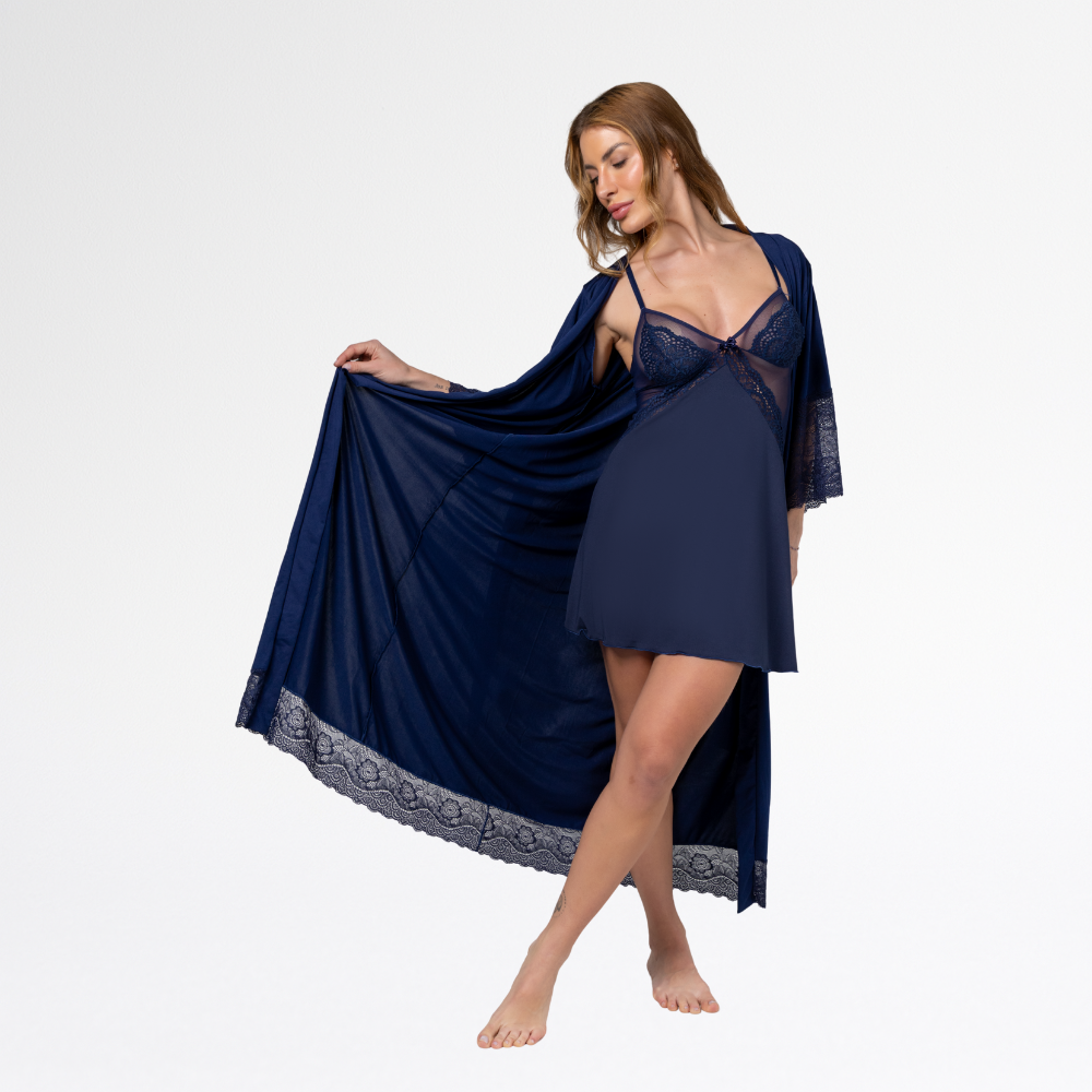 Kit Robe Noiva Roupão Hobe Camisola Sensual Sexy Com Tule - Altiê Intimate