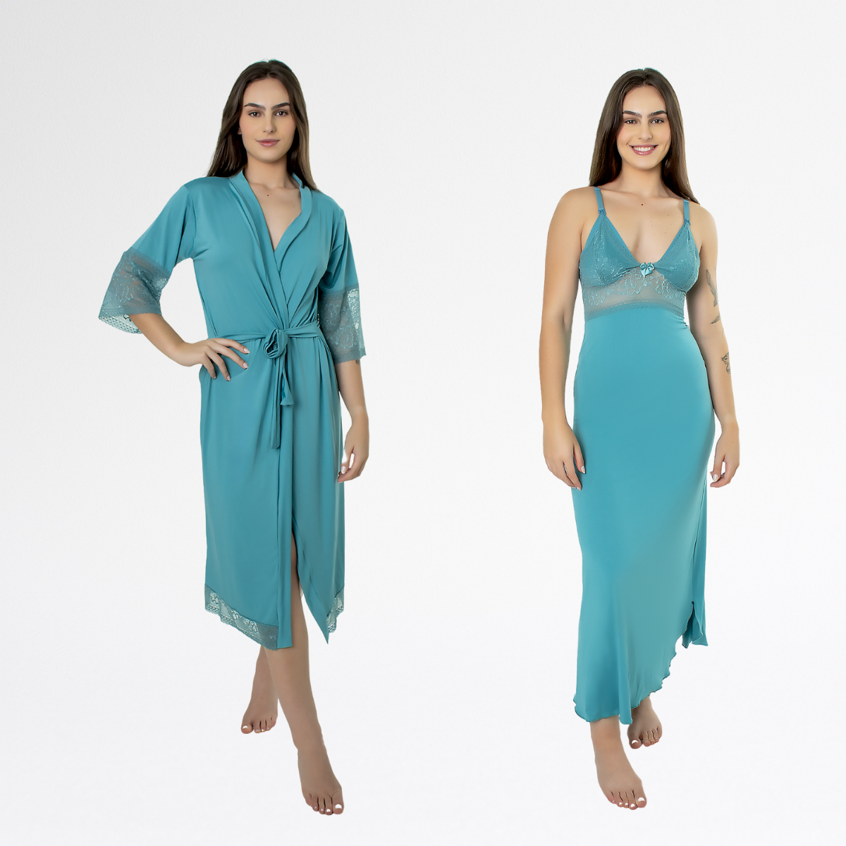 Kit Robe Noiva Roupão Camisola Amamentação Longa Maternidade - Sanremo - Altiê Intimate