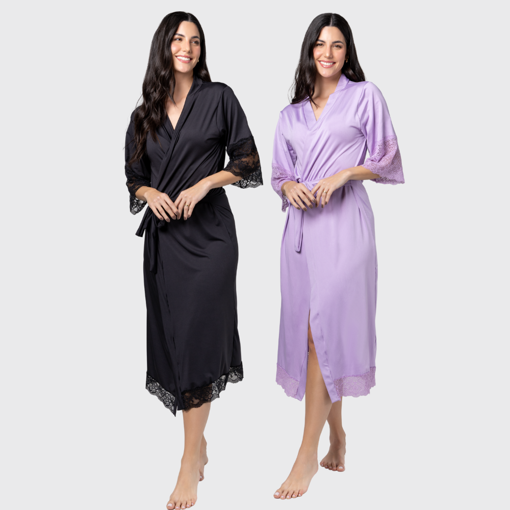 KIT 2 ROBE NOIVA FEMININO ROUPÃO DE RENDA LUXO HOBE - Altiê Intimate