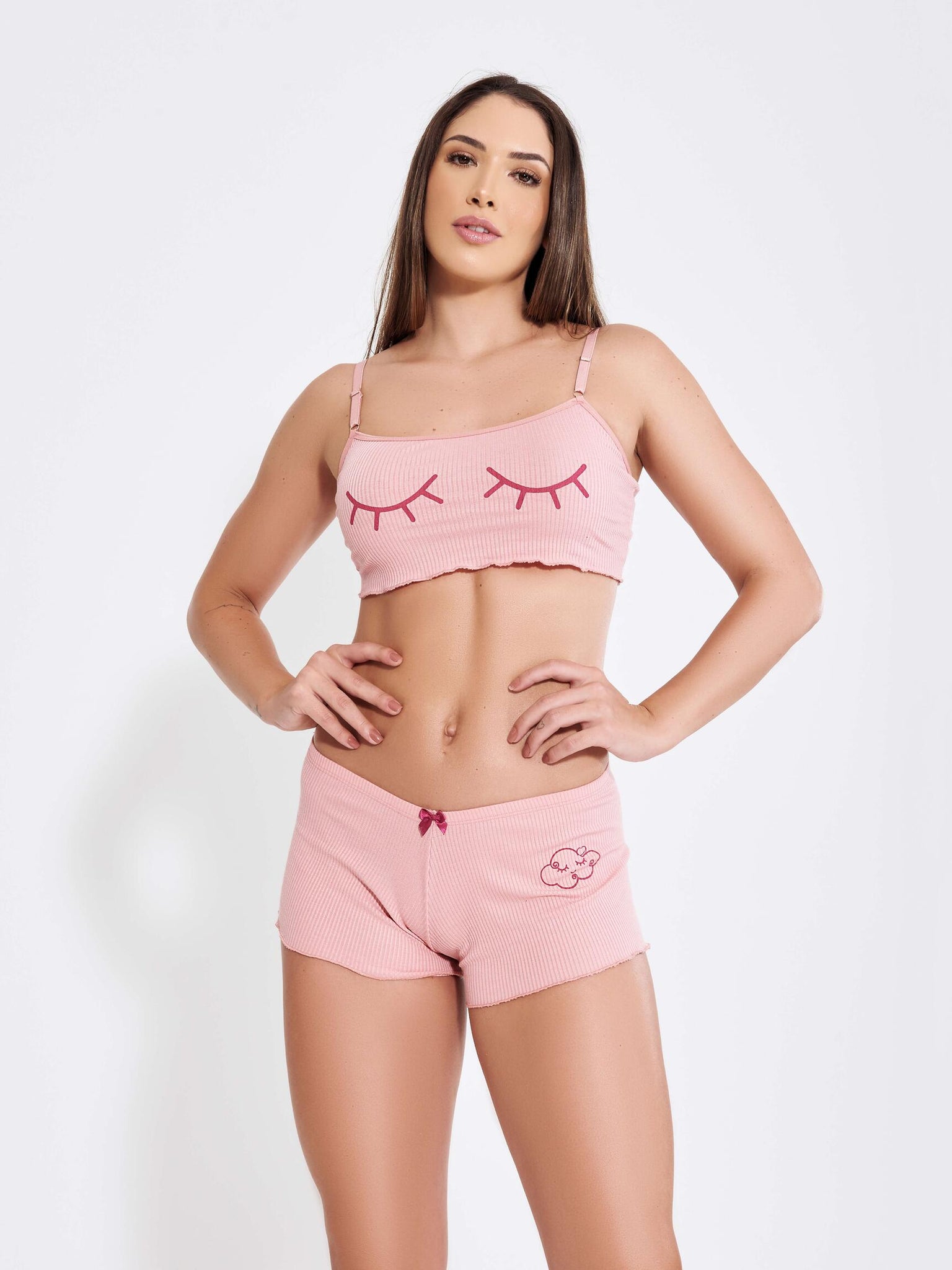 BABY DOLL FEMININO CROPPED CANELADO-ROMANCE