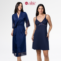 Kit Maternidade Luxo Robe Longo + Camisola Curta Amamentação Confortável - Altiê Intimate