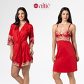 Kit Camisola Curta Bicolor com Robe Luxo Feminino em Renda – Sensual e Confortável - Altiê Intimate